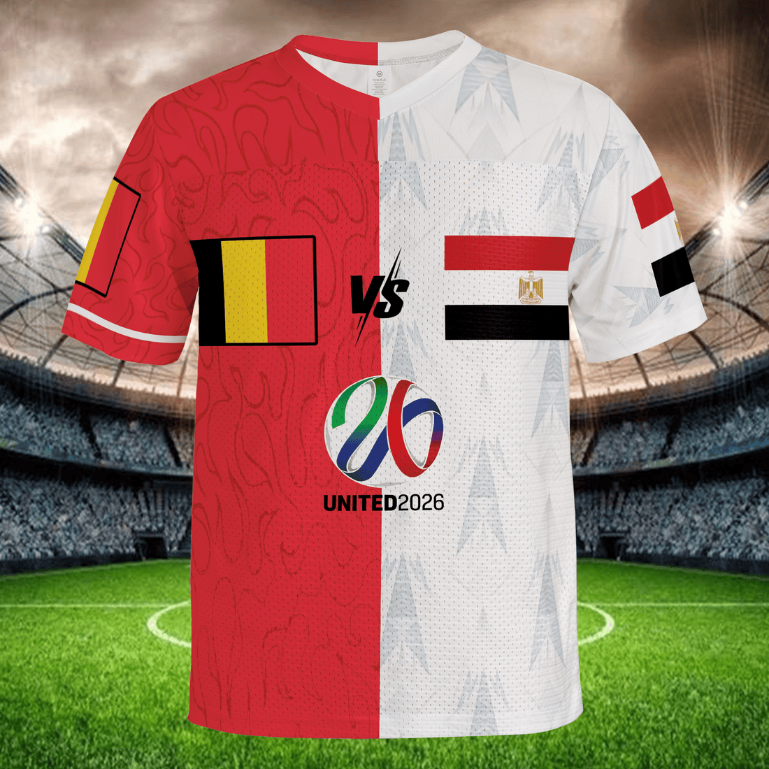 Red White Split Football Jersey, Personalized Name Number Soccer Shirt, Fan Gift