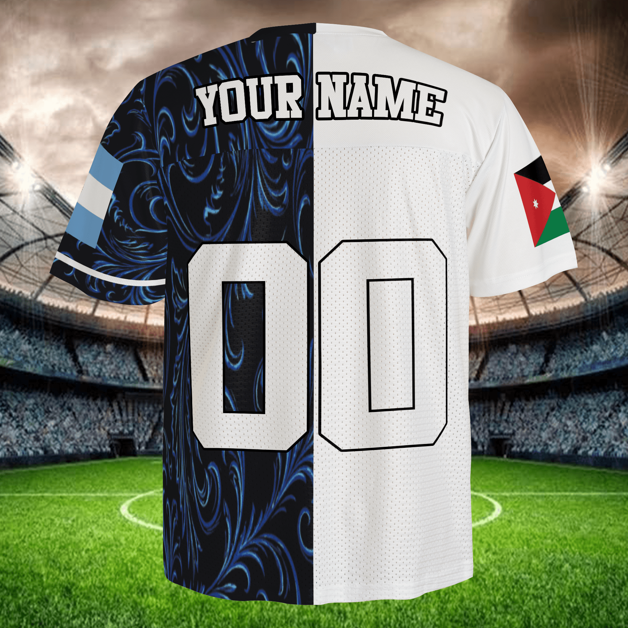Two Tone Blue White Soccer Jersey, Custom Name Number, Stylish Football Shirt