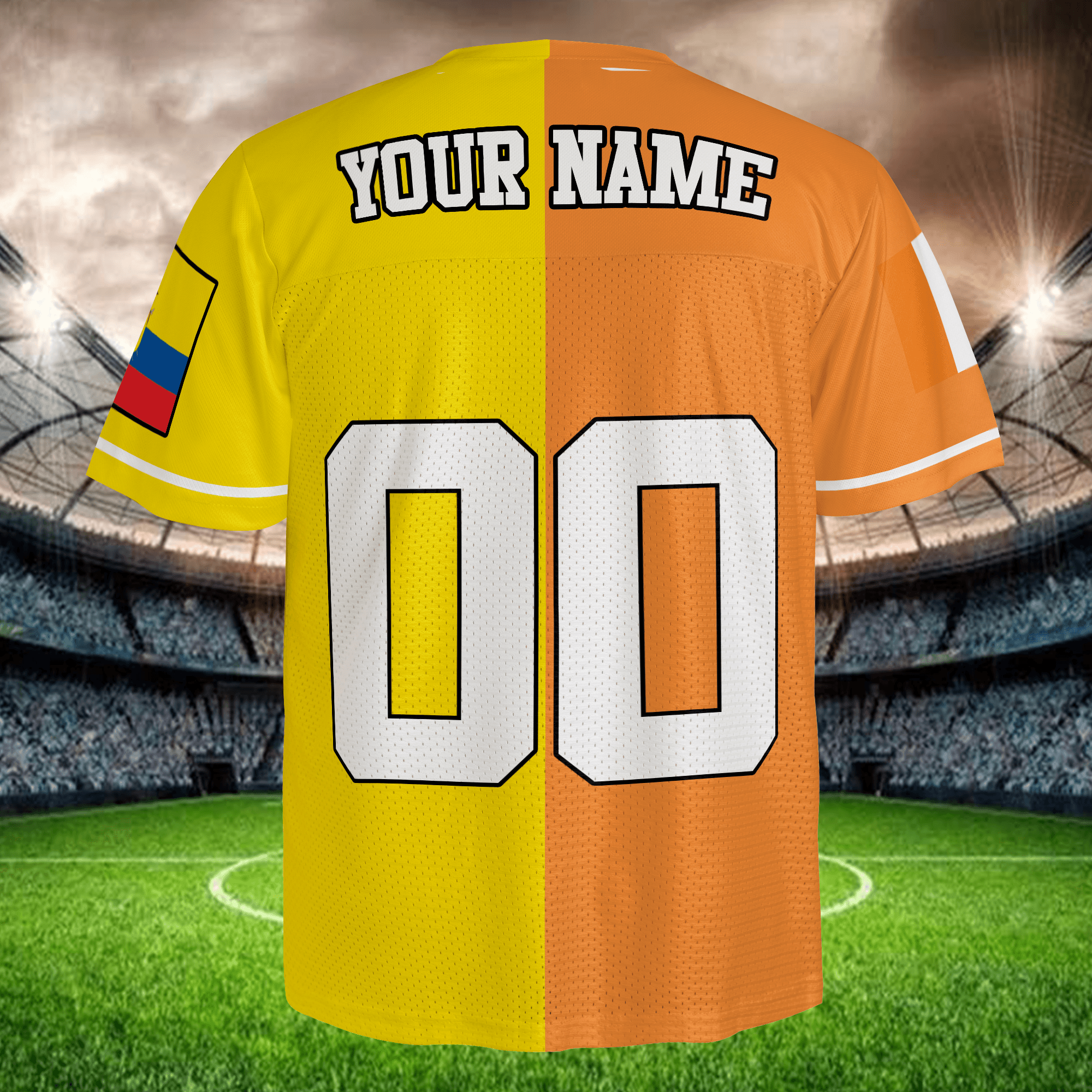 Custom Split Soccer Jersey Yellow Orange, Personalized Football Shirt