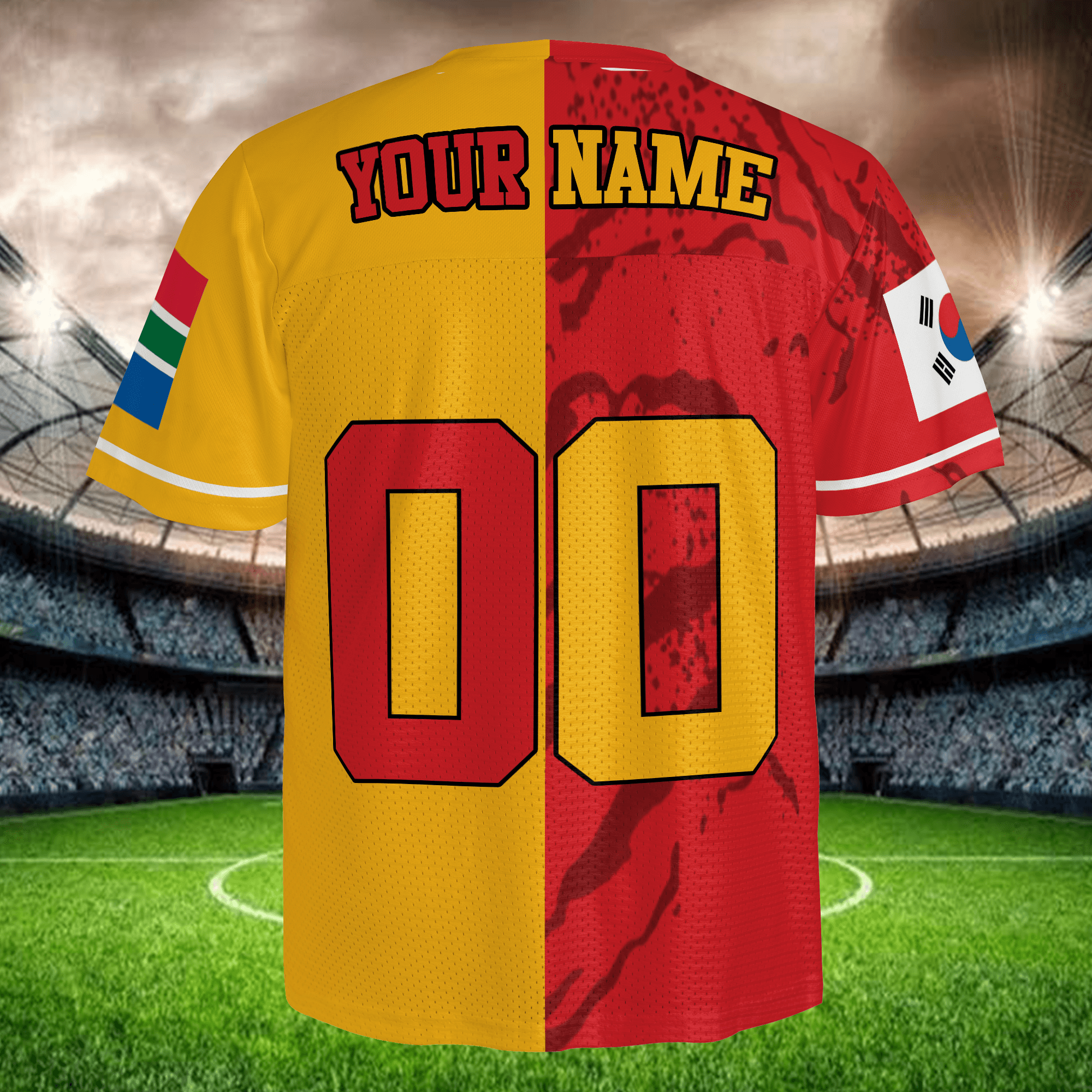 Custom Football Jersey Yellow Red, Name Number Shirt, Premium Fan Apparel
