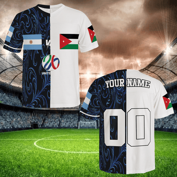 Two Tone Blue White Soccer Jersey, Custom Name Number, Stylish Football Shirt