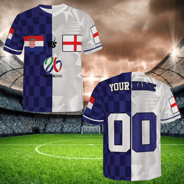 Blue White Split Football Jersey, Custom Name Number Shirt, Dual Nation Mesh Soccer Jersey, International Fan Gift