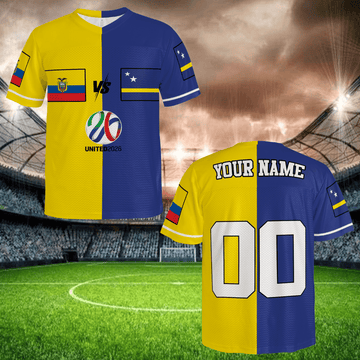 Blue Yellow Split Football Jersey, Custom Name Number Soccer Shirt