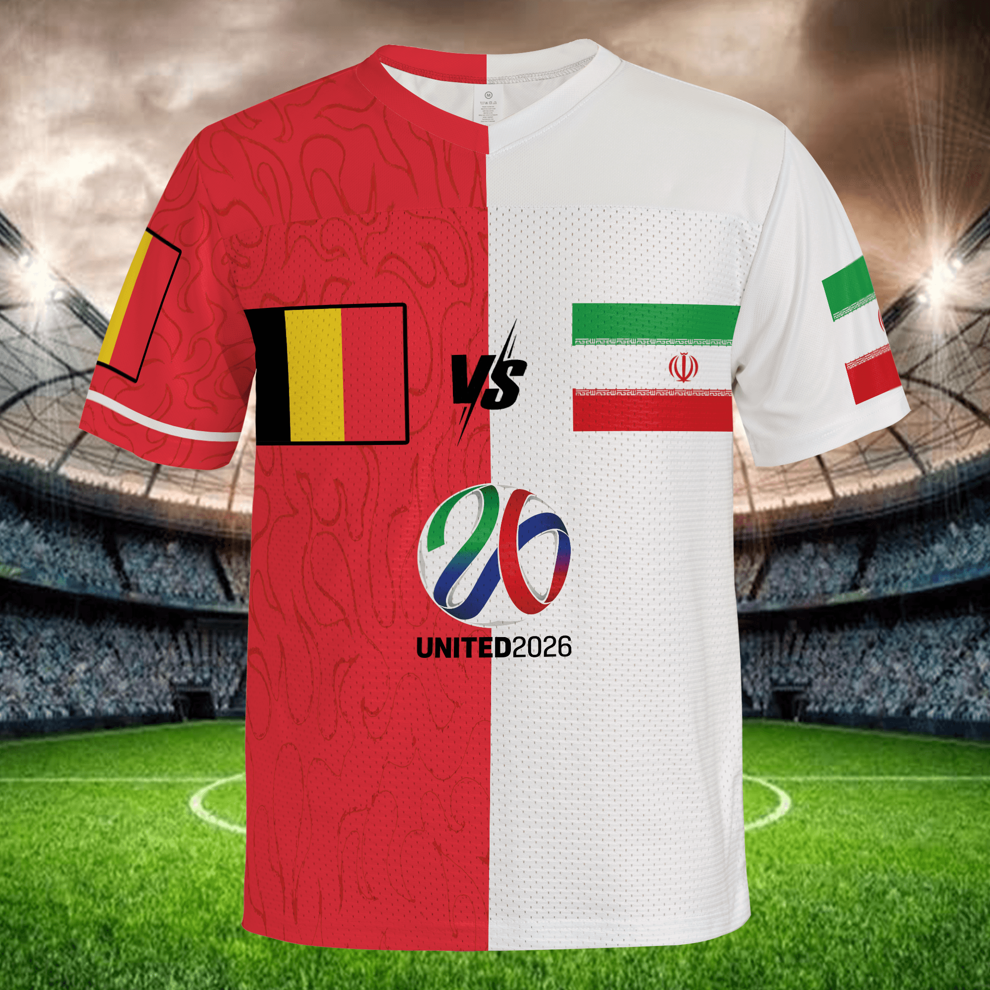 Two Tone Soccer Jersey Red White, Custom Name Number, International Fan Shirt