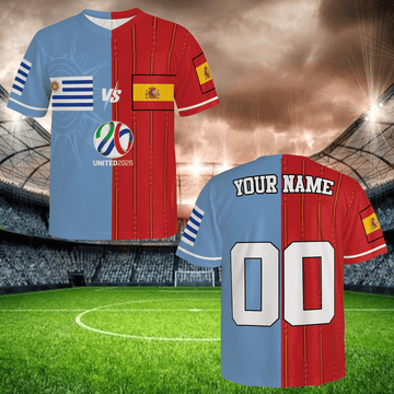 Color Block Soccer Shirt Blue Red, Personalized Fan Jersey