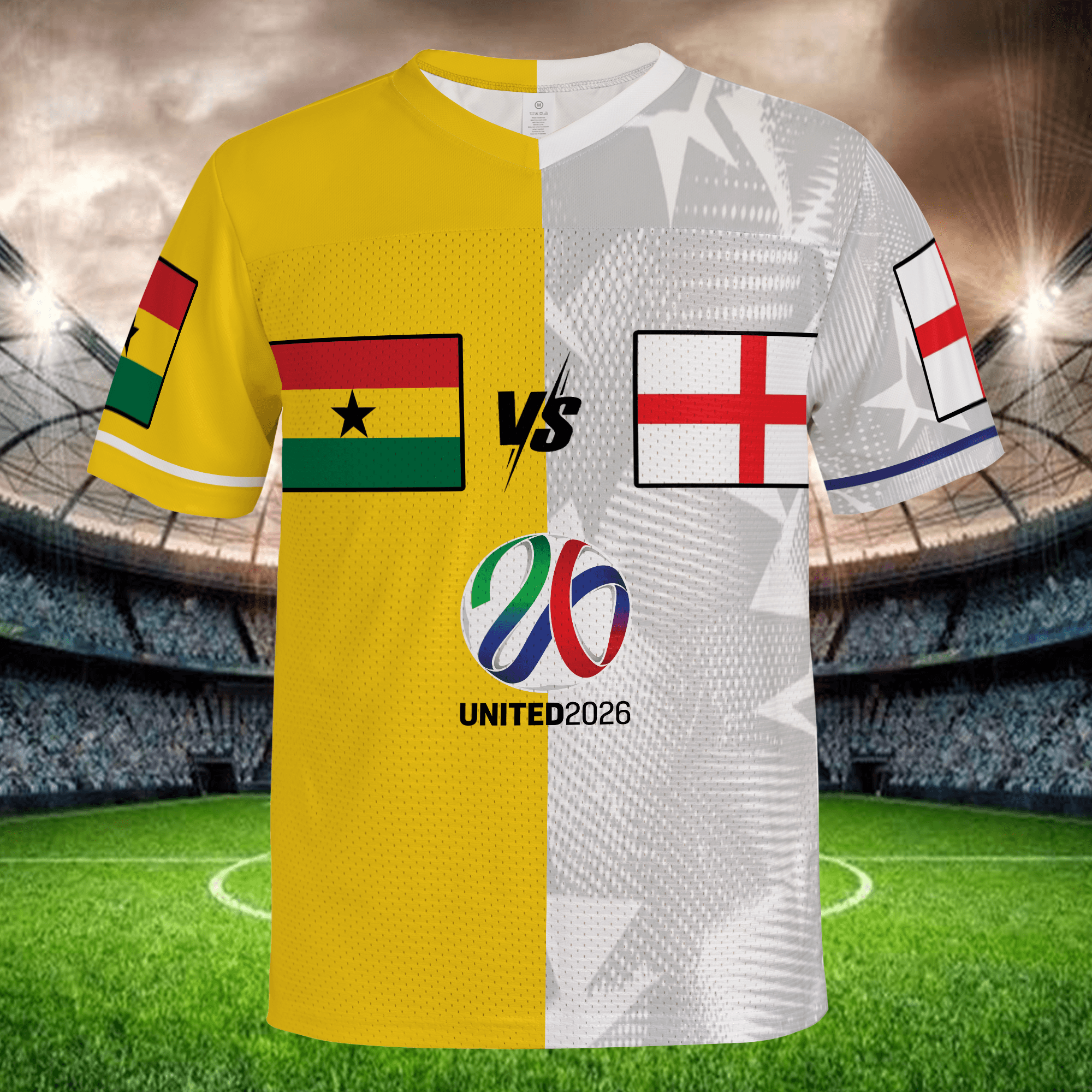 Yellow White Split Soccer Jersey, Personalized Name Number, Mesh Football Shirt, International Match Fan Apparel