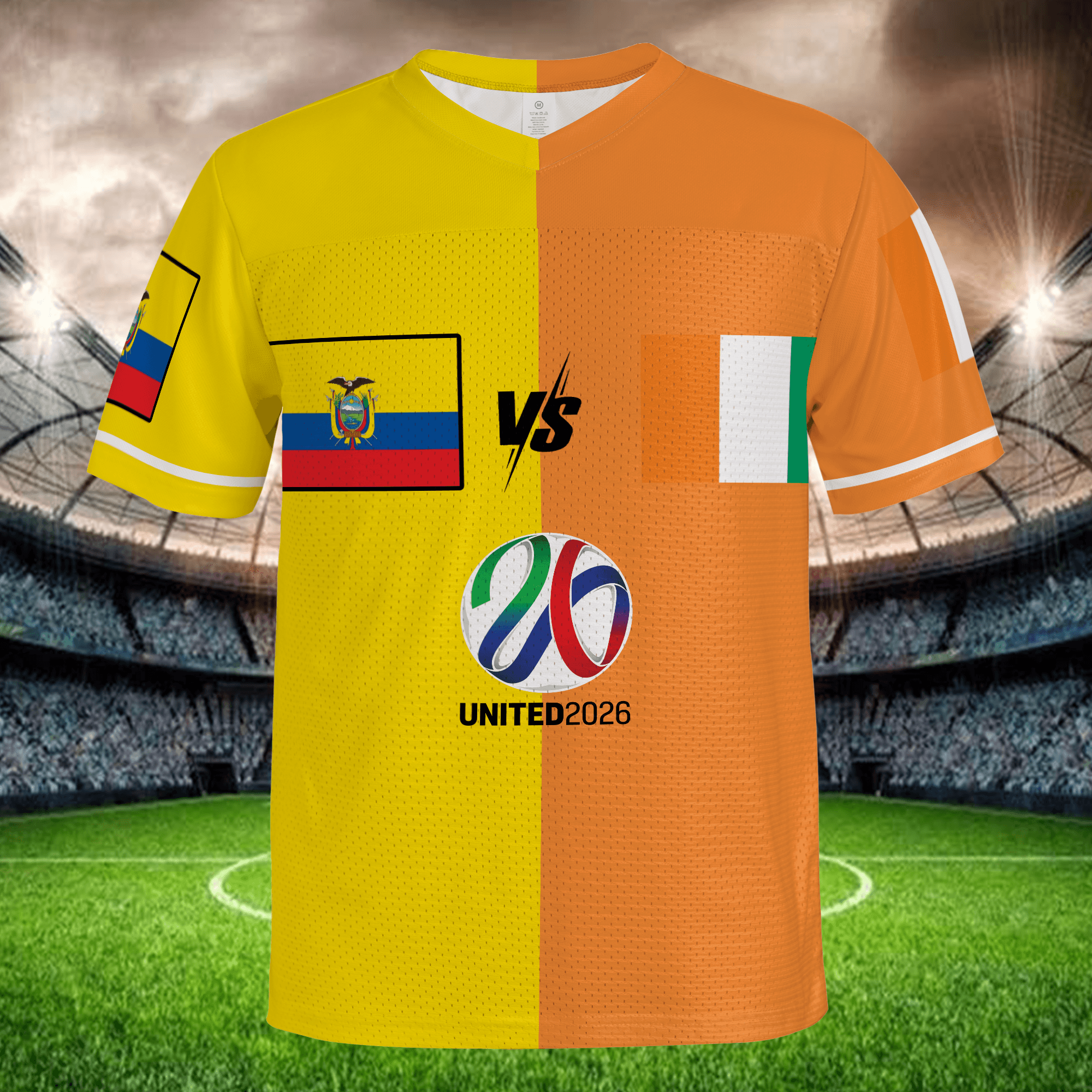 Custom Split Soccer Jersey Yellow Orange, Personalized Football Shirt