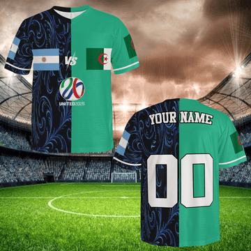 Black Green Split Soccer Jersey, Custom Name Number Football Shirt, Two Tone Fan Apparel