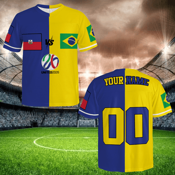 Custom Blue Yellow Soccer Jersey, Split Color Football Shirt with Name Number, International Fan Style