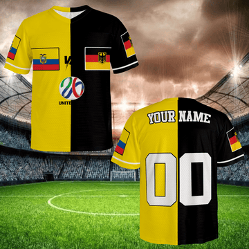 Split Color Soccer Jersey Yellow Black, Custom Name Number Apparel