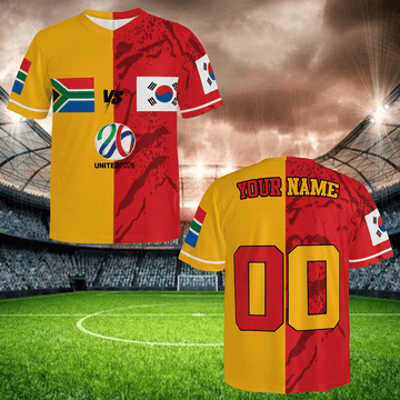 Custom Football Jersey Yellow Red, Name Number Shirt, Premium Fan Apparel