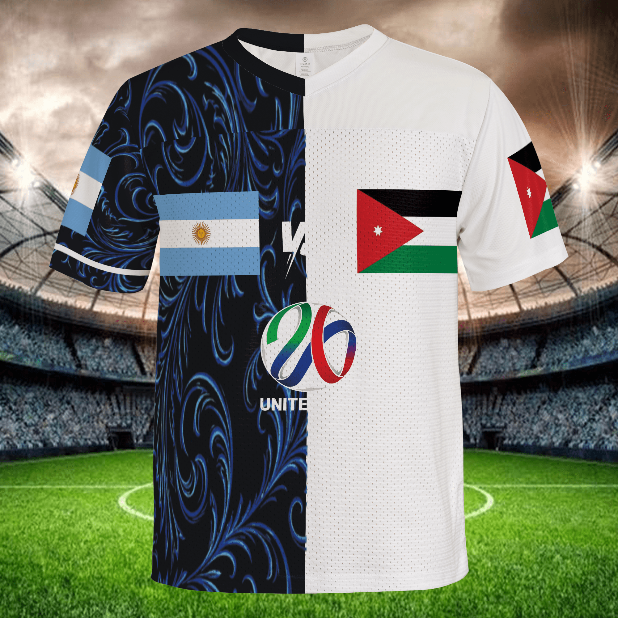 Two Tone Blue White Soccer Jersey, Custom Name Number, Stylish Football Shirt