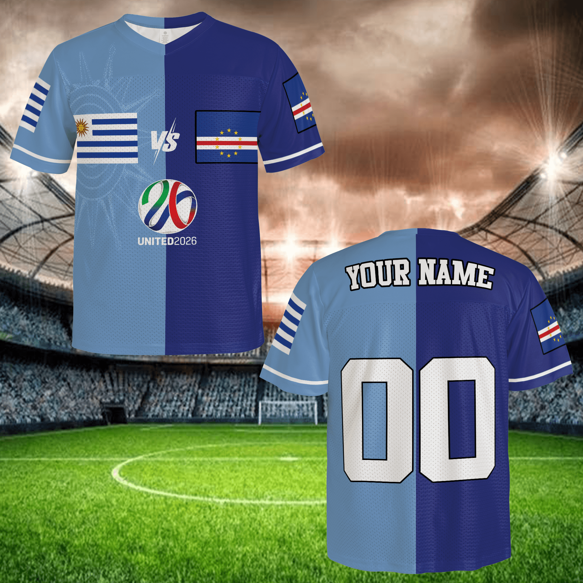 Two Tone Blue Football Jersey, Custom Name Number Apparel