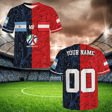 Custom Blue Red Football Jersey, Personalized Name Number Shirt, Soccer Fan Gear