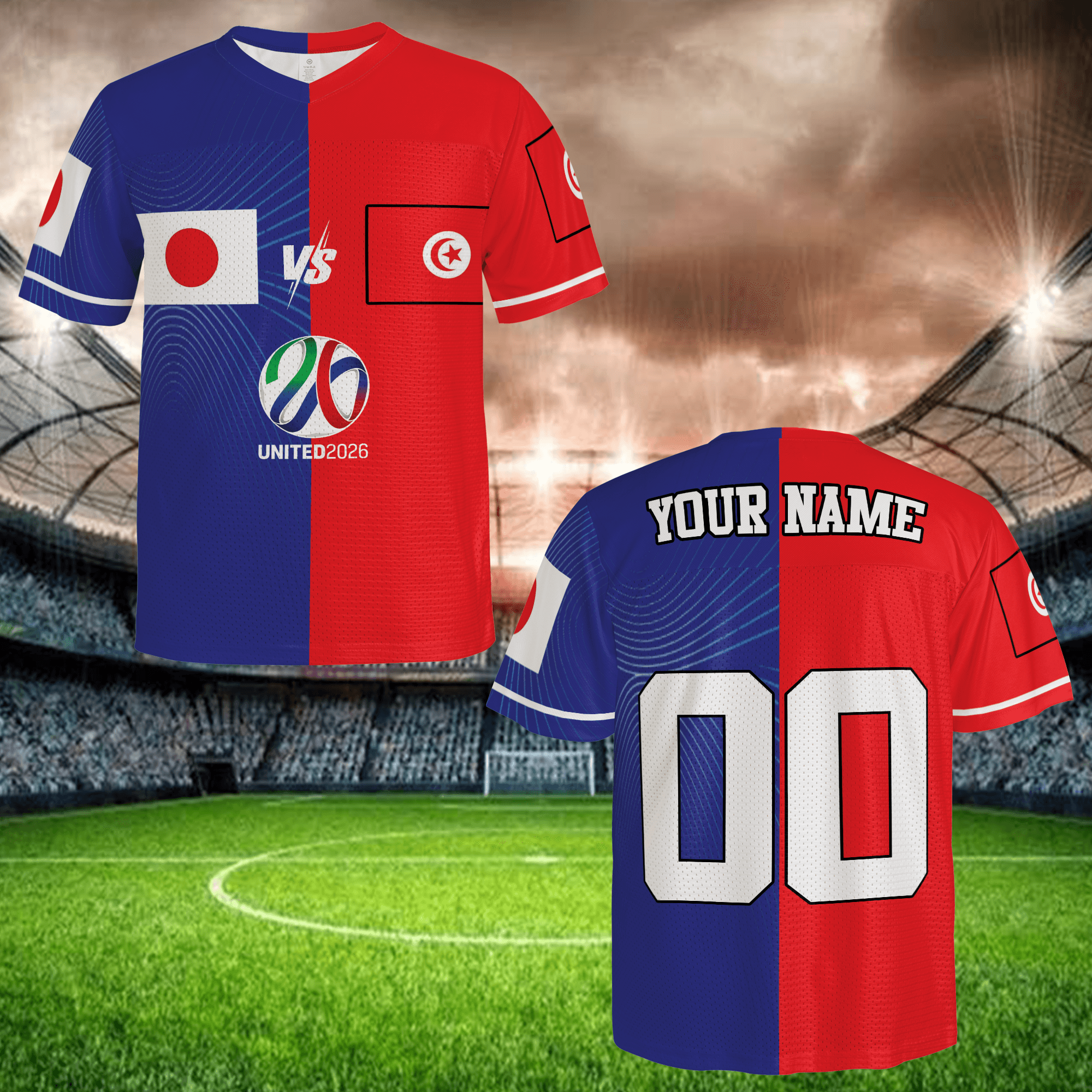 Custom Blue Red Soccer Jersey, Personalized Name Number Fan Shirt