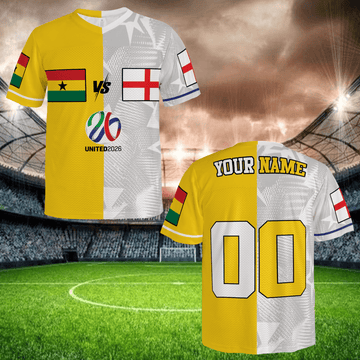 Yellow White Split Soccer Jersey, Personalized Name Number, Mesh Football Shirt, International Match Fan Apparel