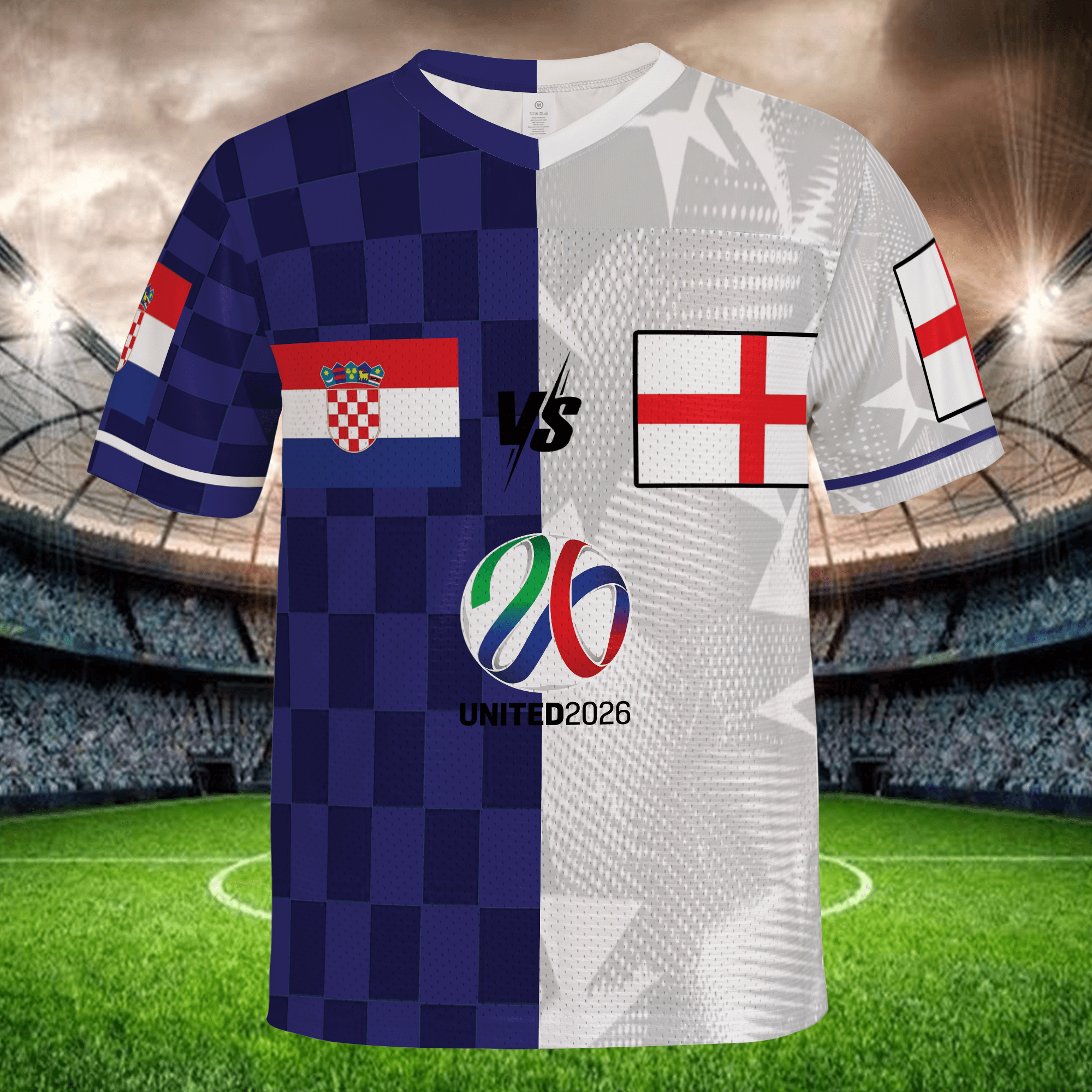 Blue White Split Football Jersey, Custom Name Number Shirt, Dual Nation Mesh Soccer Jersey, International Fan Gift