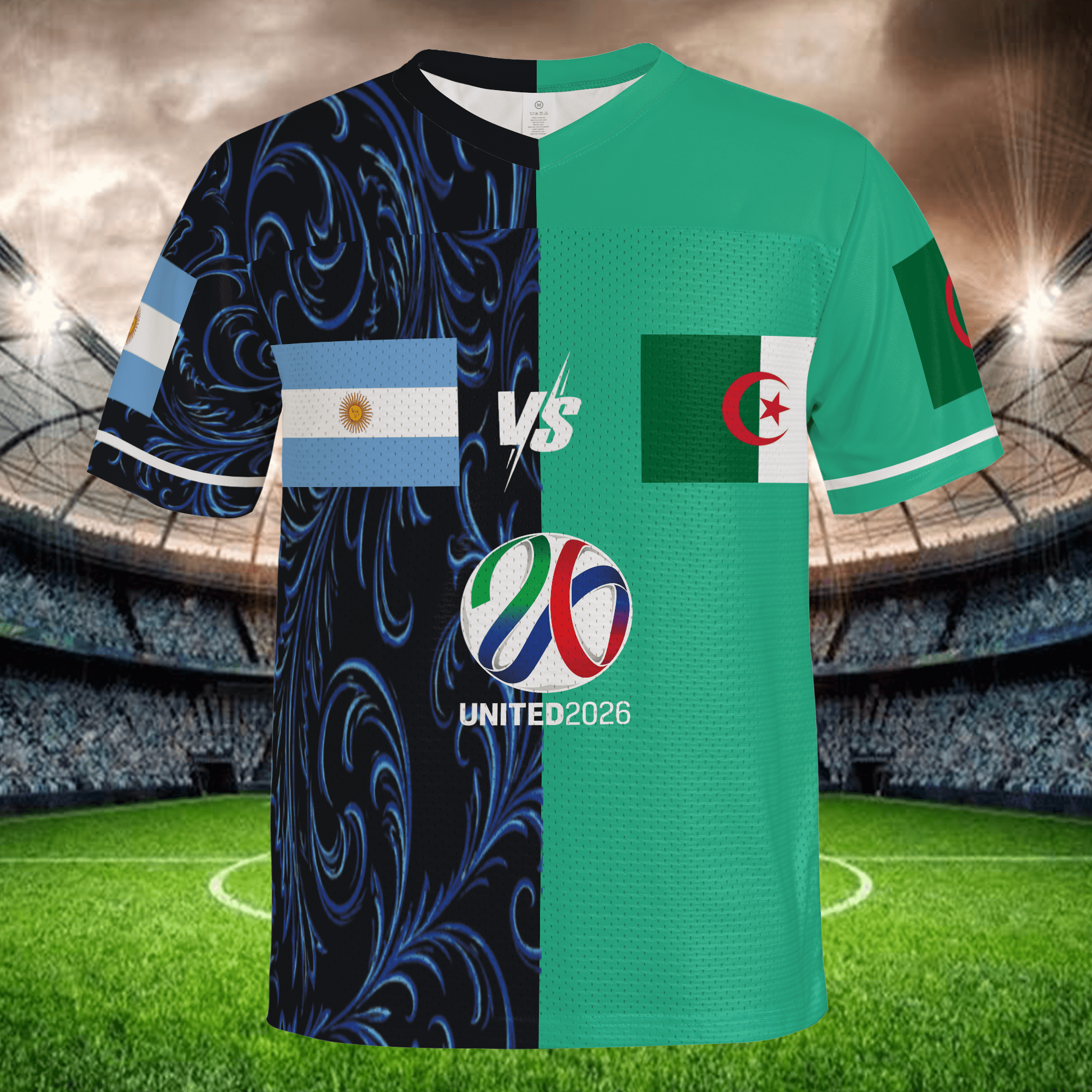 Black Green Split Soccer Jersey, Custom Name Number Football Shirt, Two Tone Fan Apparel