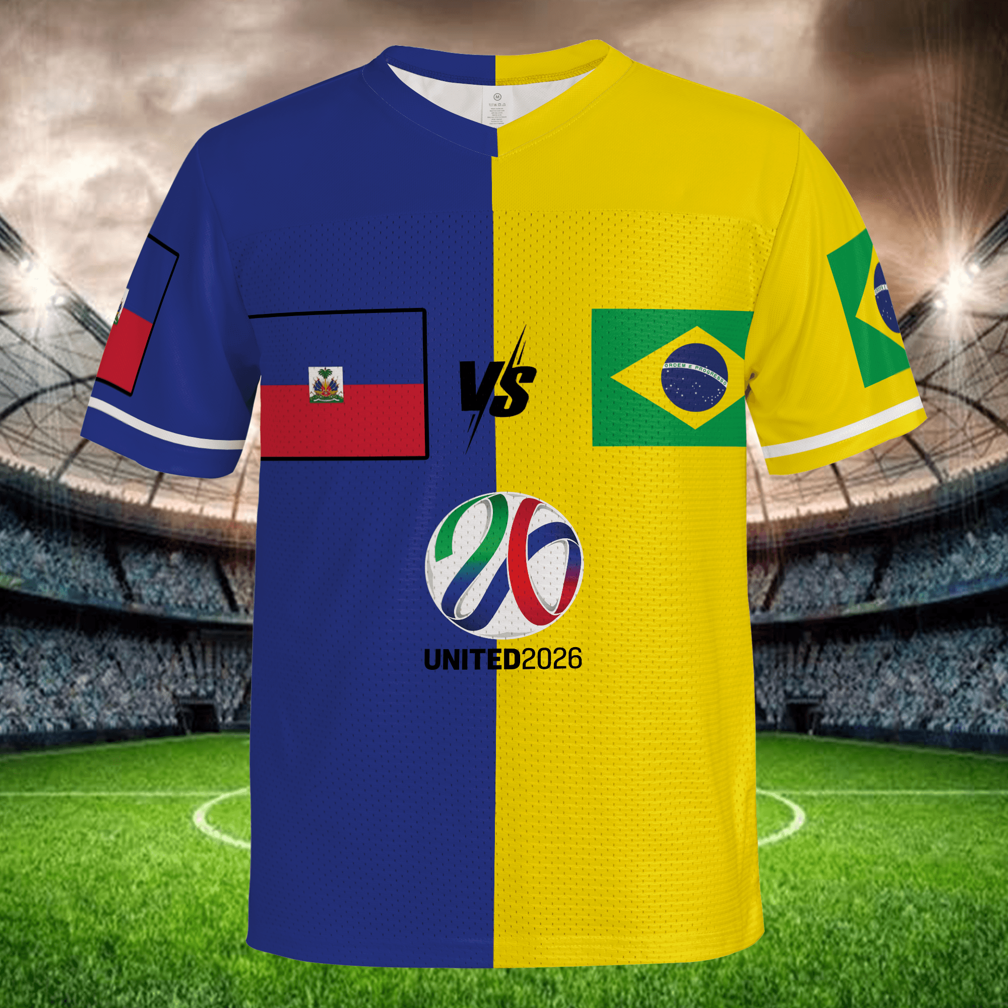 Custom Blue Yellow Soccer Jersey, Split Color Football Shirt with Name Number, International Fan Style
