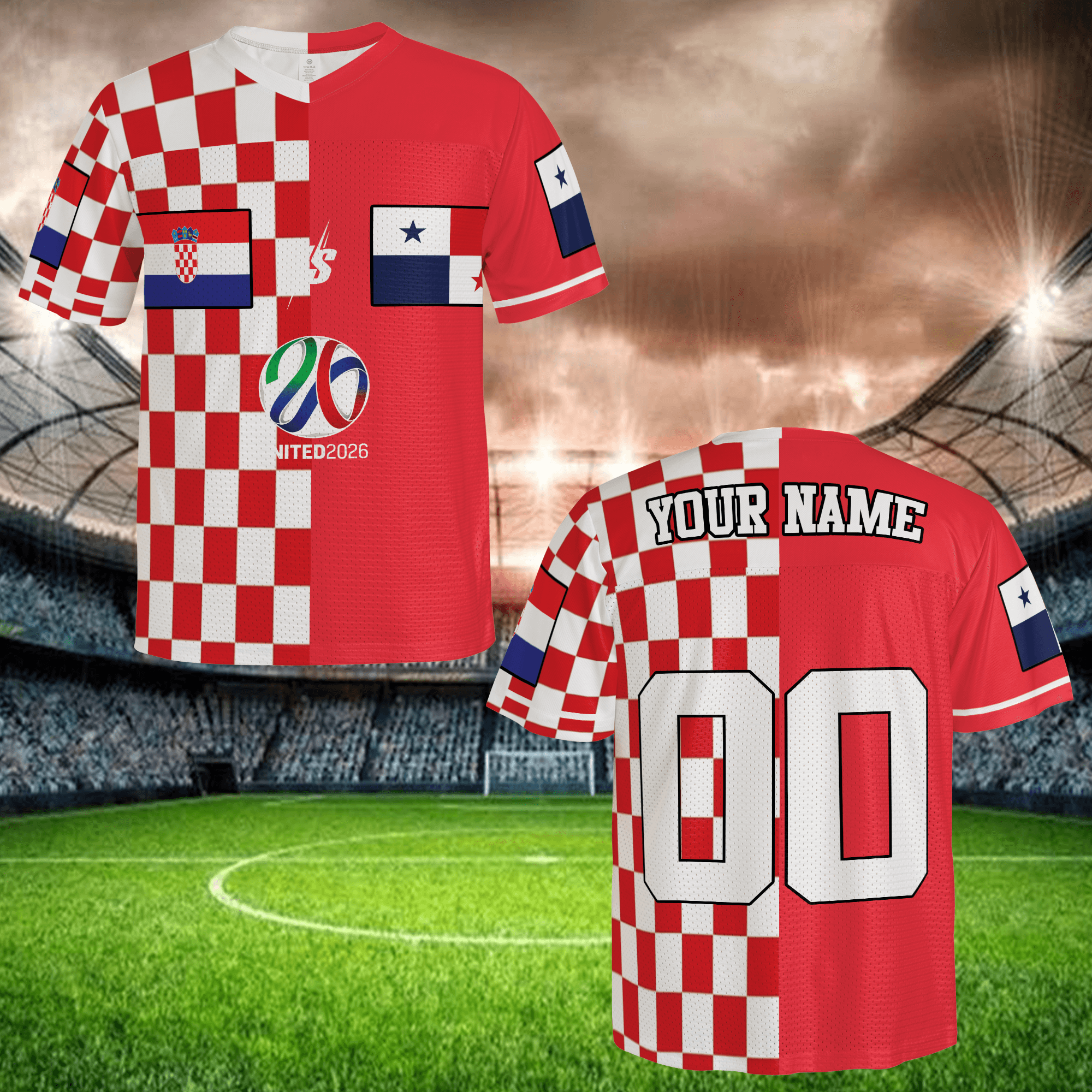 Iconic Checker Football Jersey, Personalized Name Number Shirt