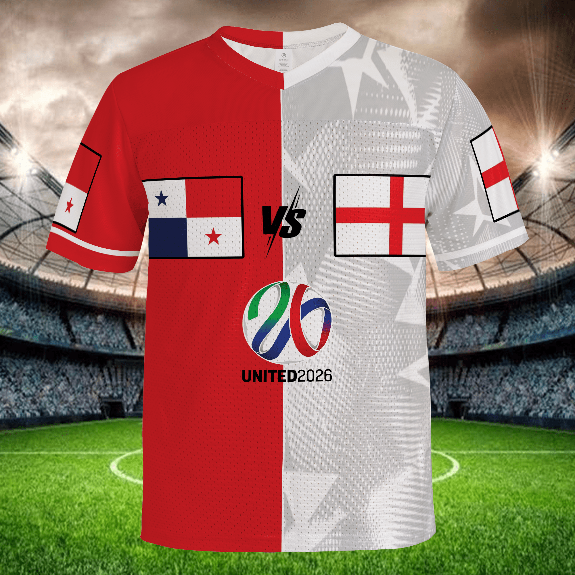 Red White Split Soccer Jersey Custom Name & Number Limited Fan Edition
