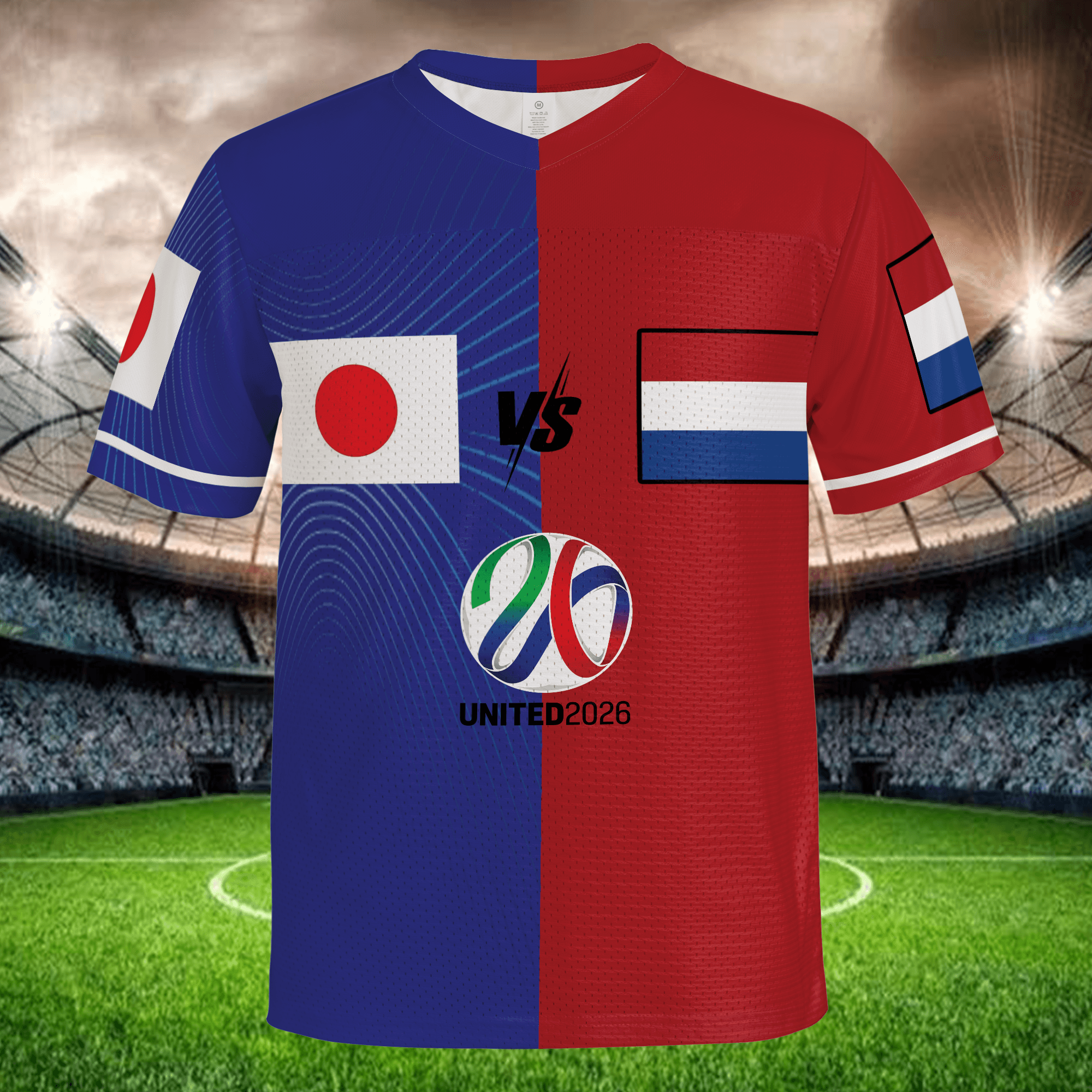 Blue Red Split Football Jersey, Custom Name Number Soccer Shirt, Personalized Fan Gift
