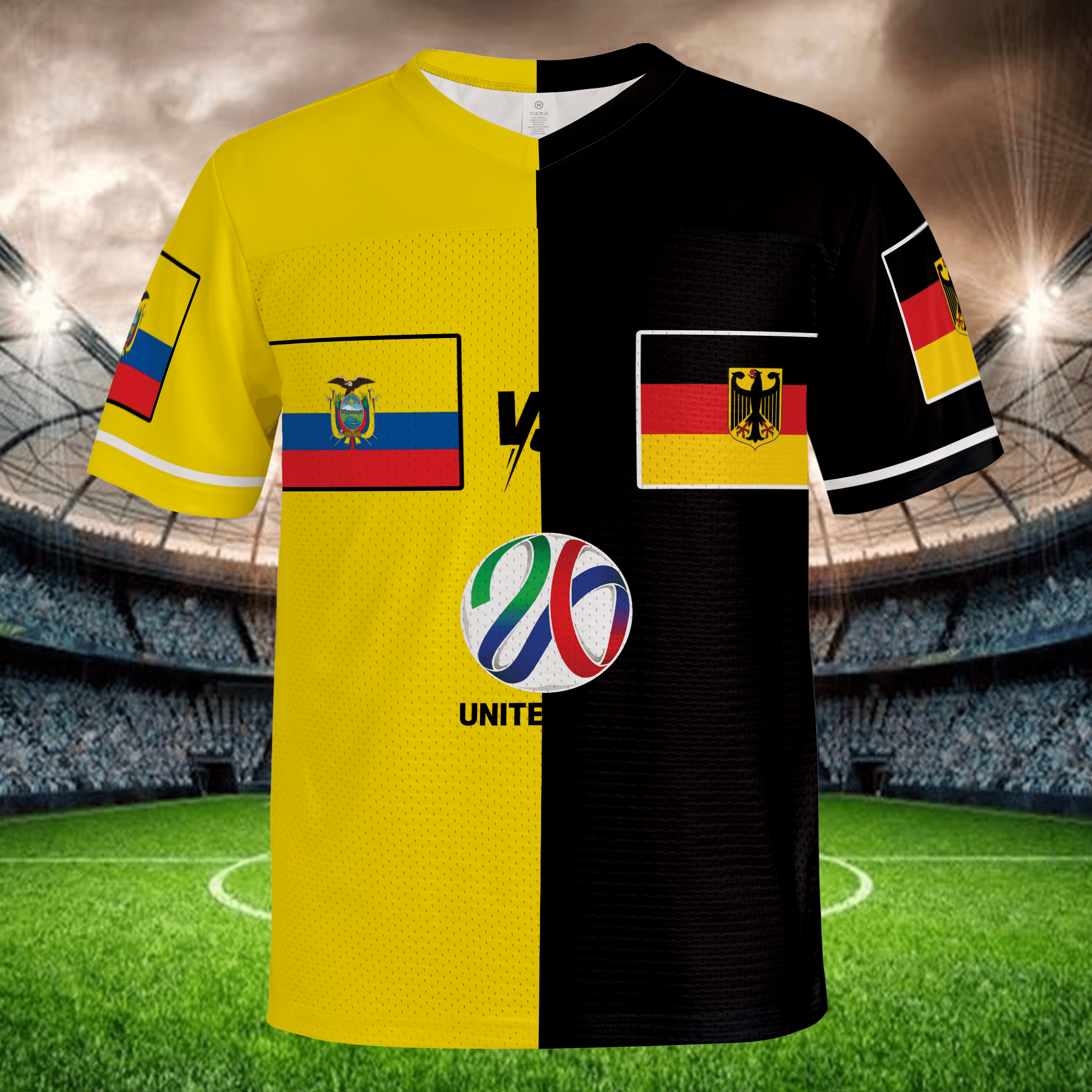 Split Color Soccer Jersey Yellow Black, Custom Name Number Apparel