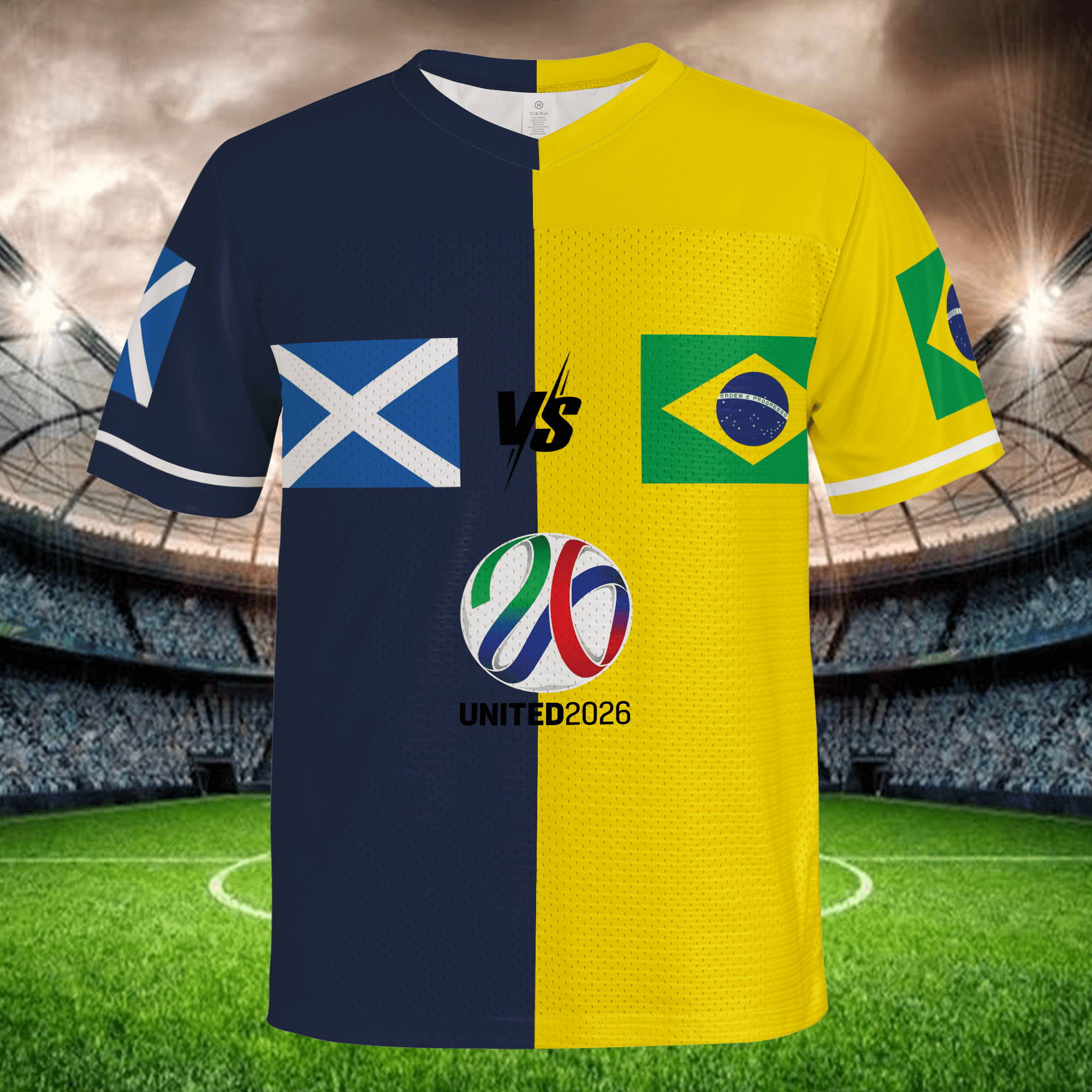 Blue Yellow Color Block Football Jersey, Personalized Name Number Mesh Shirt, Unique Soccer Fan Style