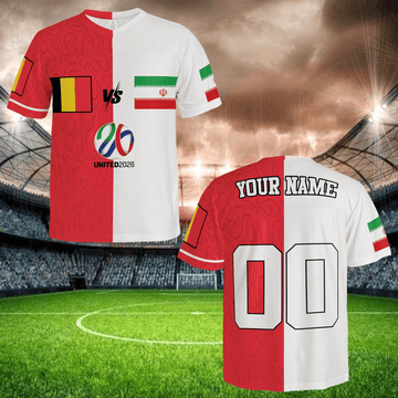 Two Tone Soccer Jersey Red White, Custom Name Number, International Fan Shirt