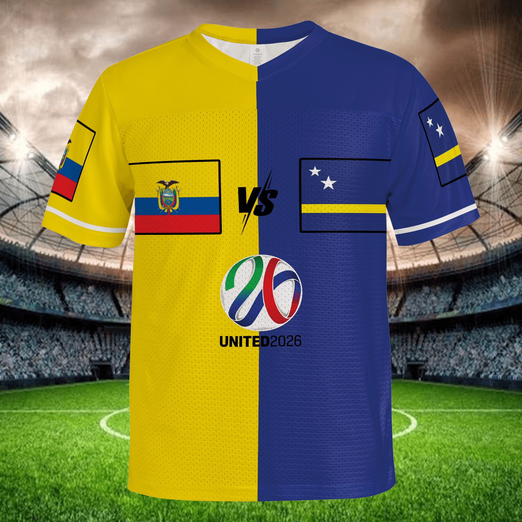 Blue Yellow Split Football Jersey, Custom Name Number Soccer Shirt