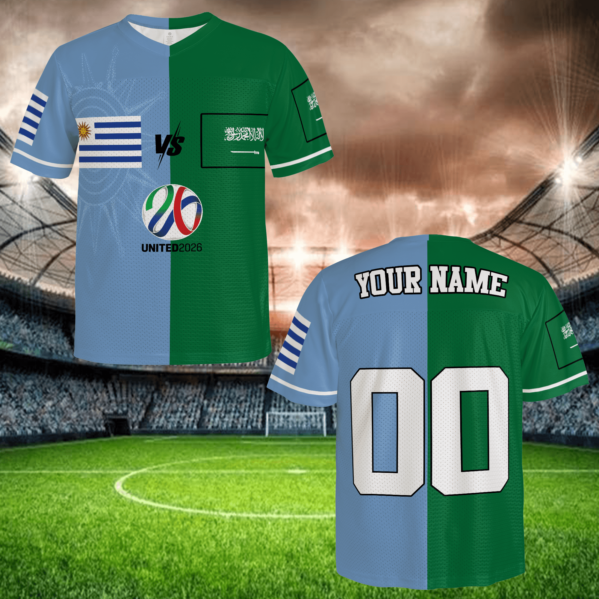 Blue Green Soccer Jersey, Personalized Name Number Shirt
