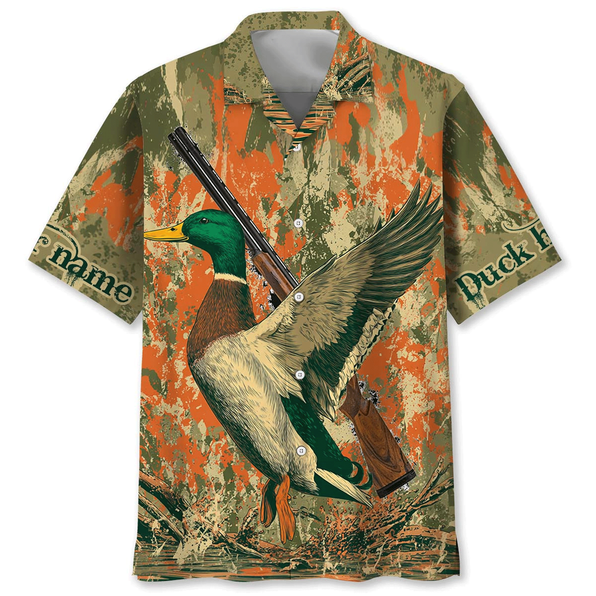 Custom Name Duck Hunting Hawaiian Shirt Vintage Aloha Button Down Personalized Gift for Hunters