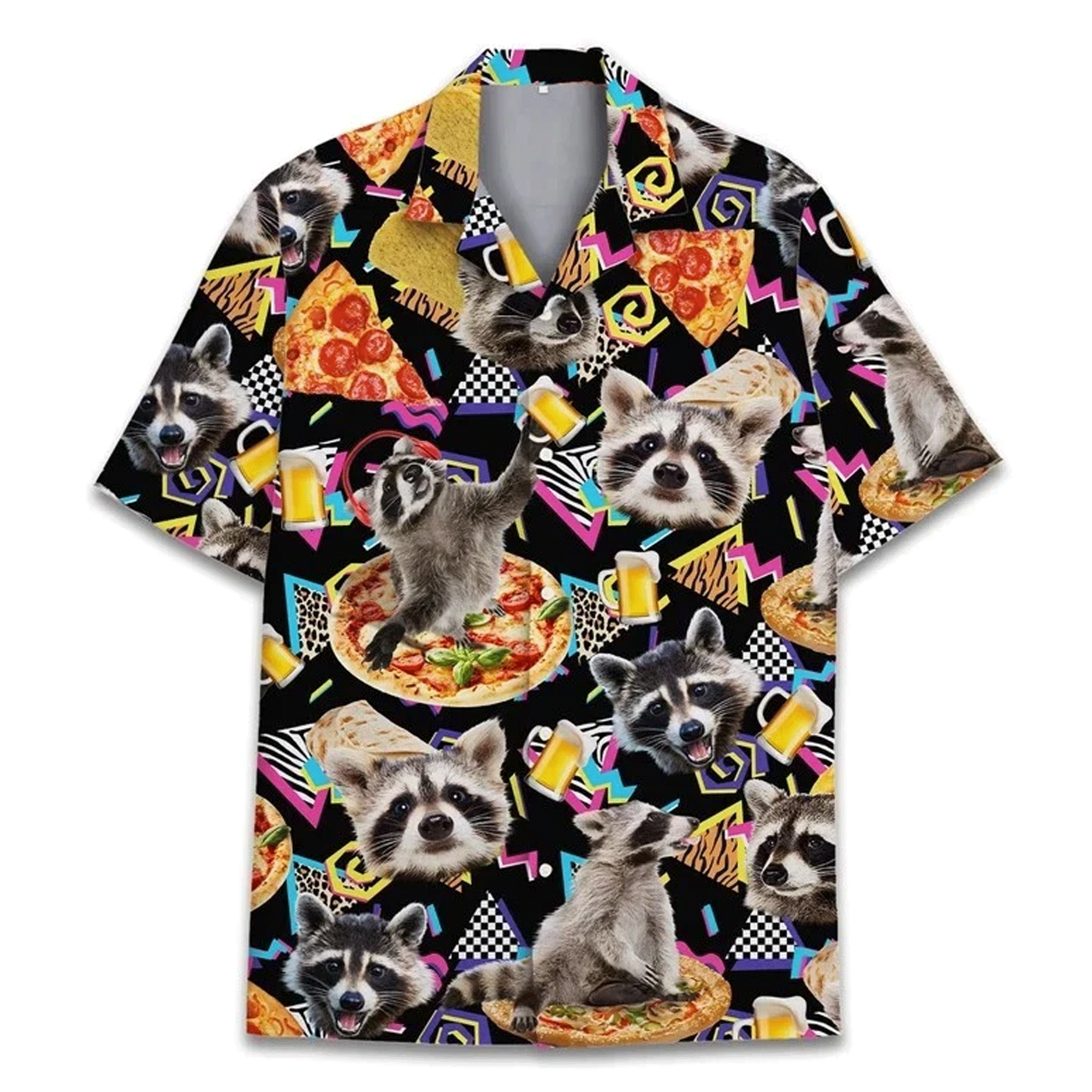 Retro Raccoon Hawaiian Shirt Funny Raccoon Aloha Shirt for Men Women Vintage Animal Beach Shirt