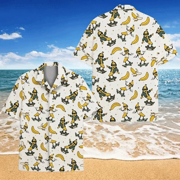 Funny Banana Skateboard Hawaiian Shirt Meme Aloha Shirt for Men Women Tropical Skater Summer Beach Shirt