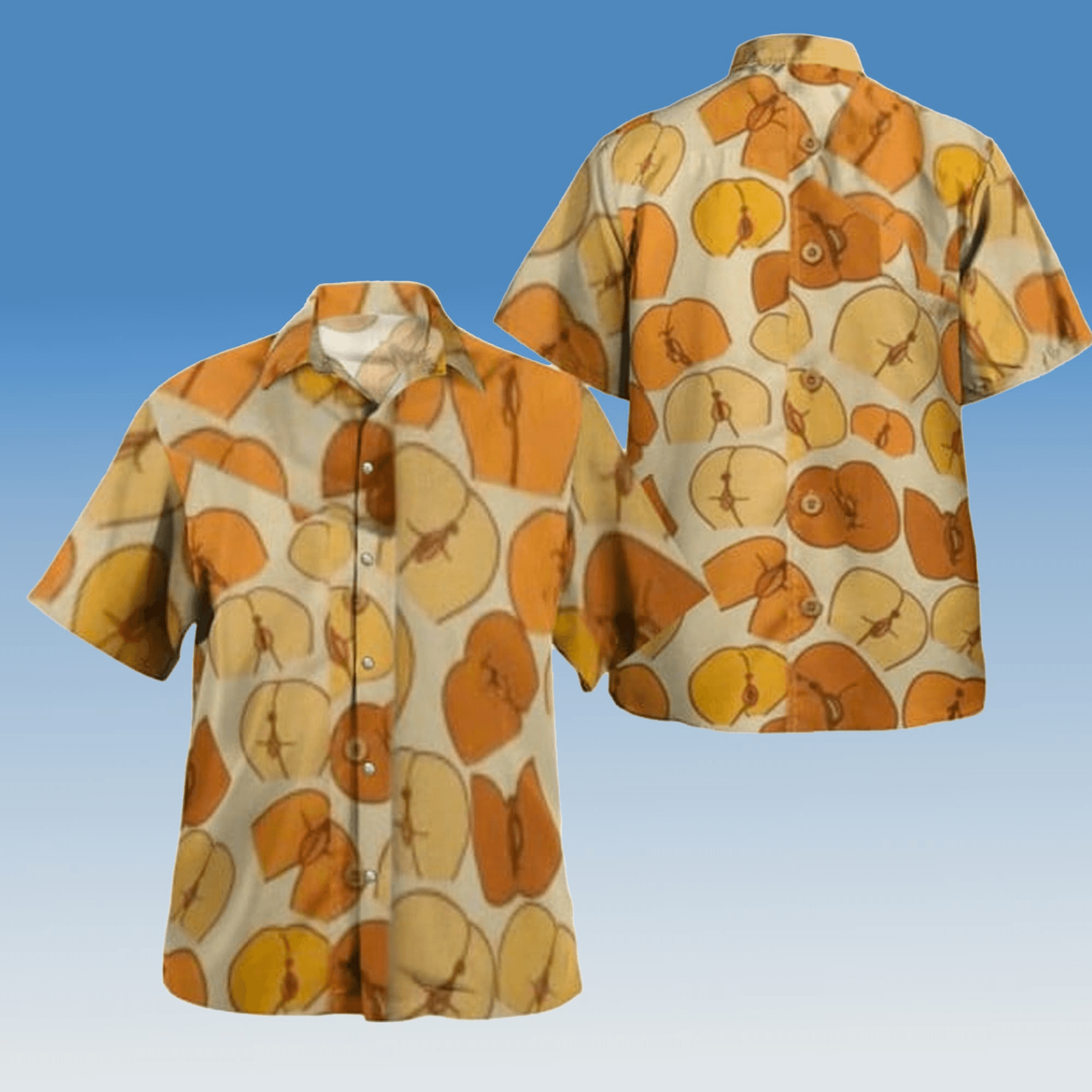 Shirts That Go Hard  Peaches Ass Button Up Shirt Funny Graphic Party Shirt for Men