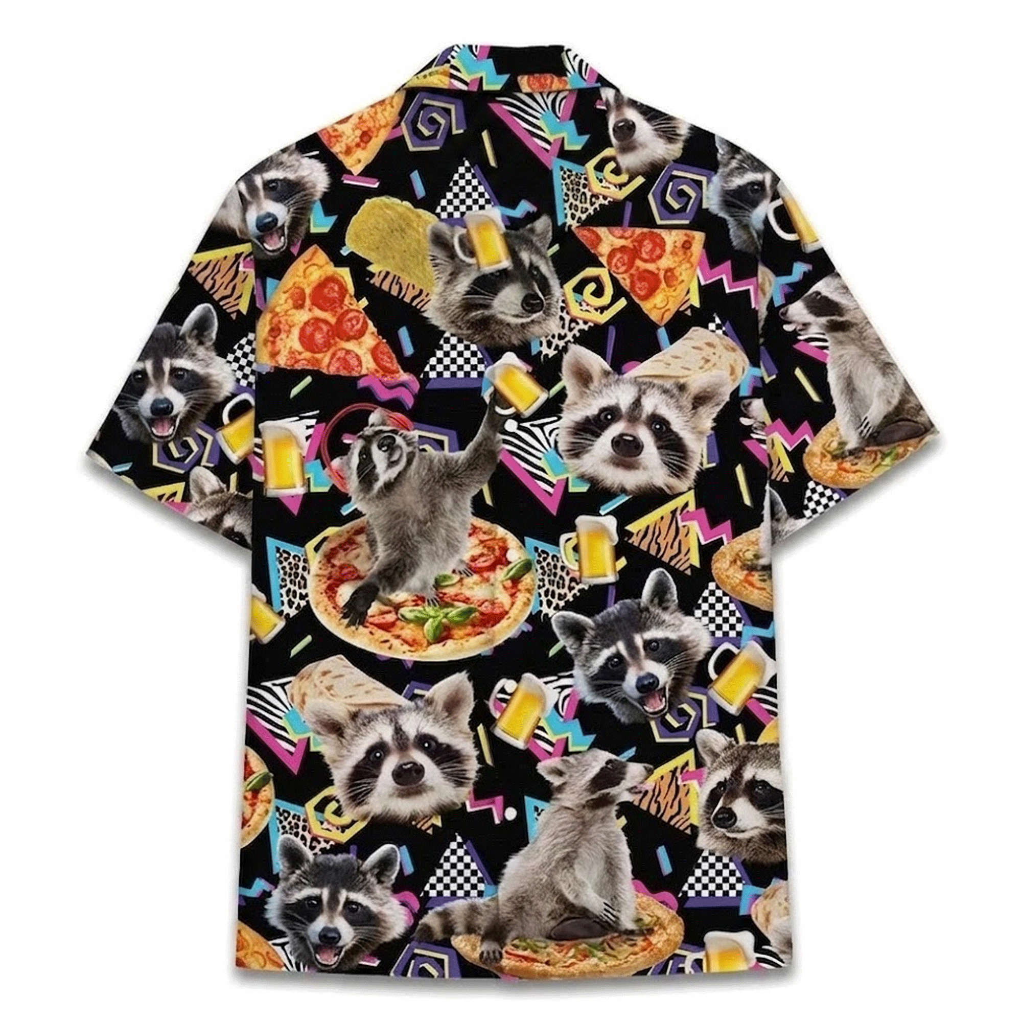 Retro Raccoon Hawaiian Shirt Funny Raccoon Aloha Shirt for Men Women Vintage Animal Beach Shirt