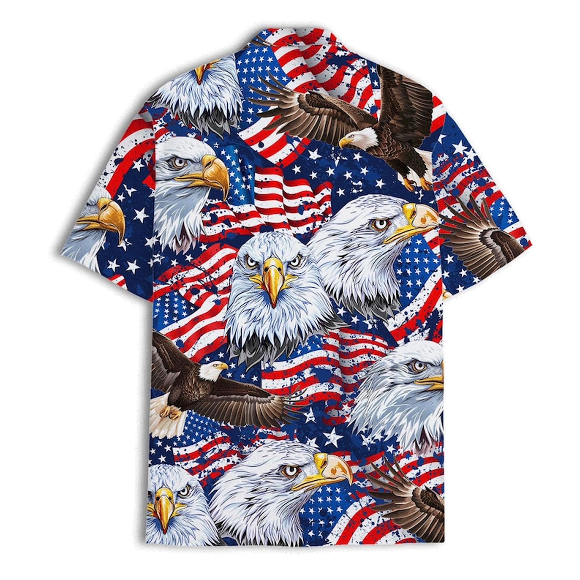 American Eagle Hawaiian Shirt  Patriotic 4th of July Aloha Button Down That Stands Out