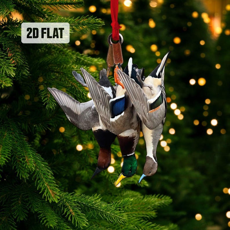 Duck Hunting Flat Ornament – Hunting Rearview Mirror Car Accessory, Christmas Ornament Gift for Dad, Husband & Hunting Lovers