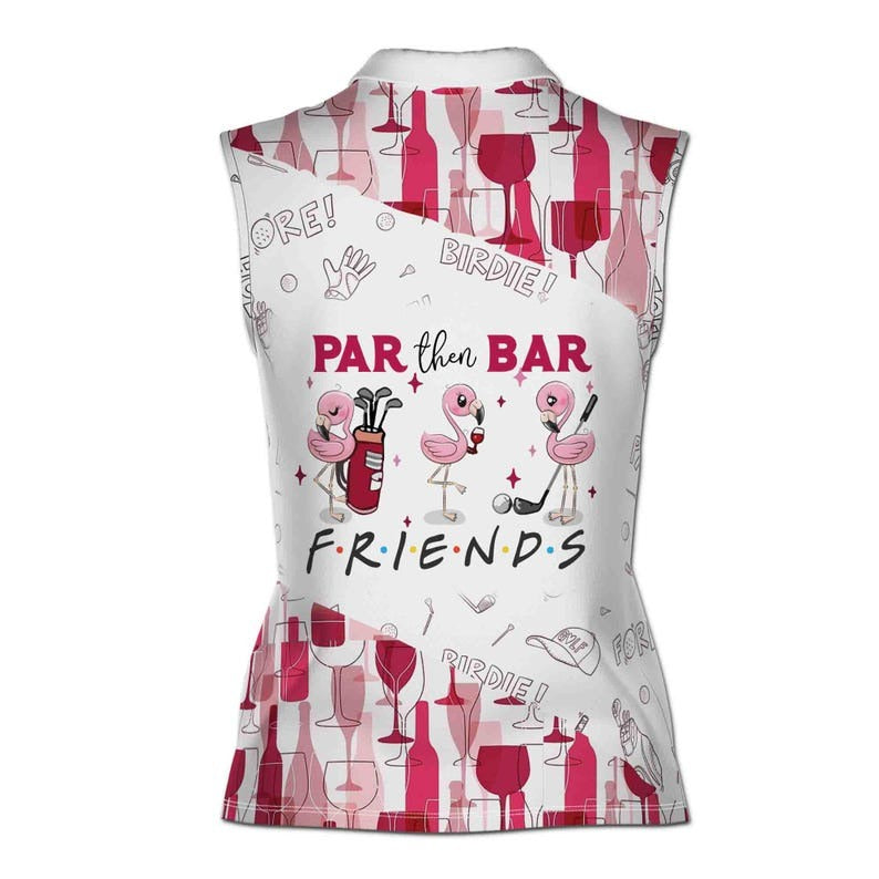 Wine Par Then Bar Women's Sleeveless Golf Polo Shirt, Custom Name Personalized Golf Top for Women