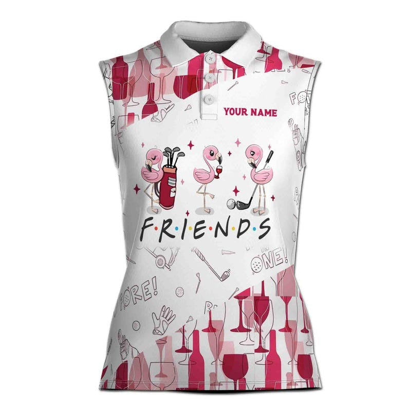 Wine Par Then Bar Women's Sleeveless Golf Polo Shirt, Custom Name Personalized Golf Top for Women