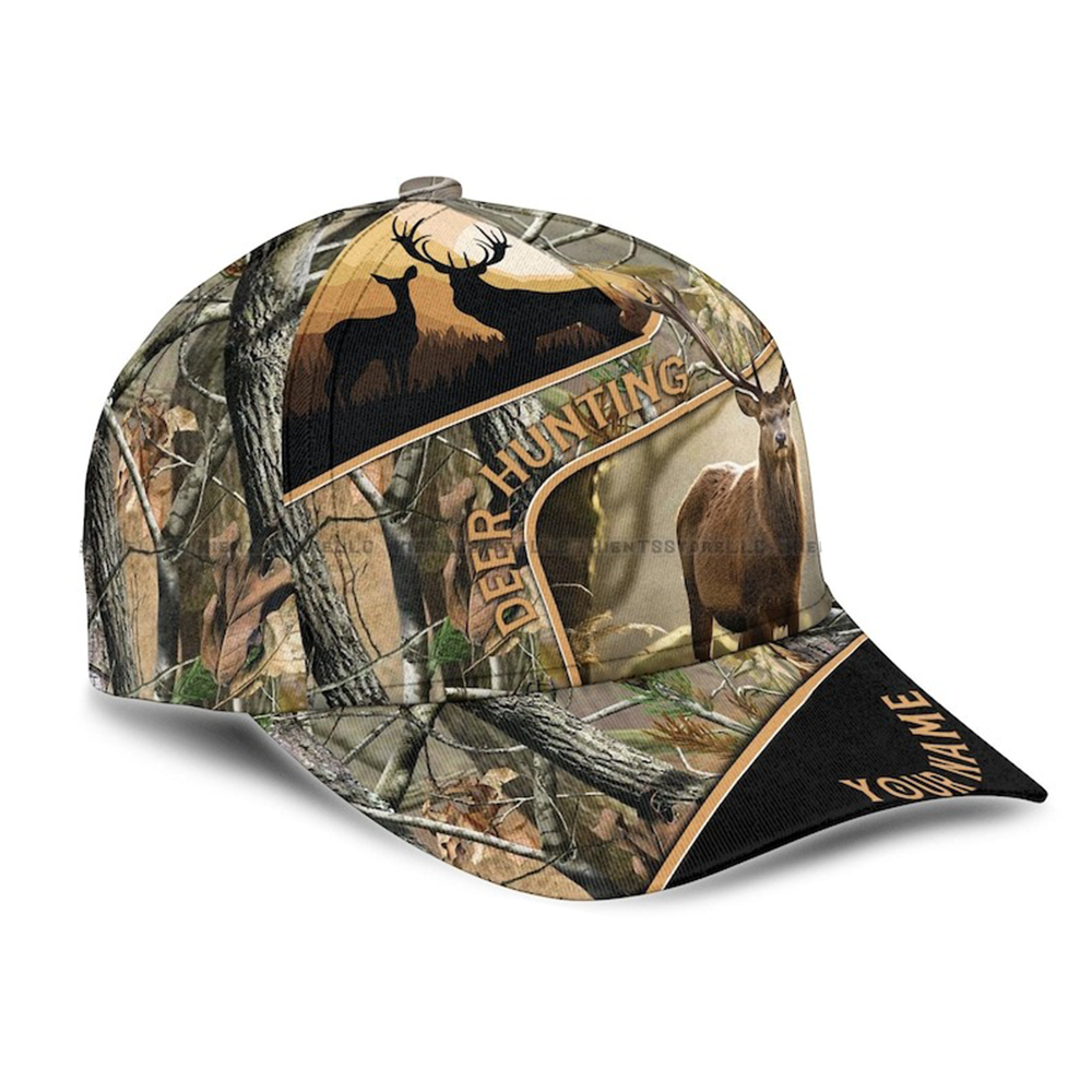 Personalized Deer Hunting Hat – Custom Name Camo Baseball Cap for Men, Hunter Gift USA