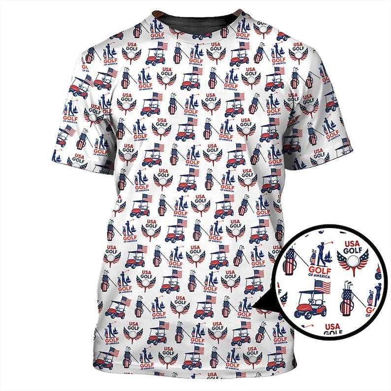 American Golf Shirt for Men, USA Flag Golf Polo, America 250th Anniversary Patriotic Golf Shirt, Gift for Golf Lovers