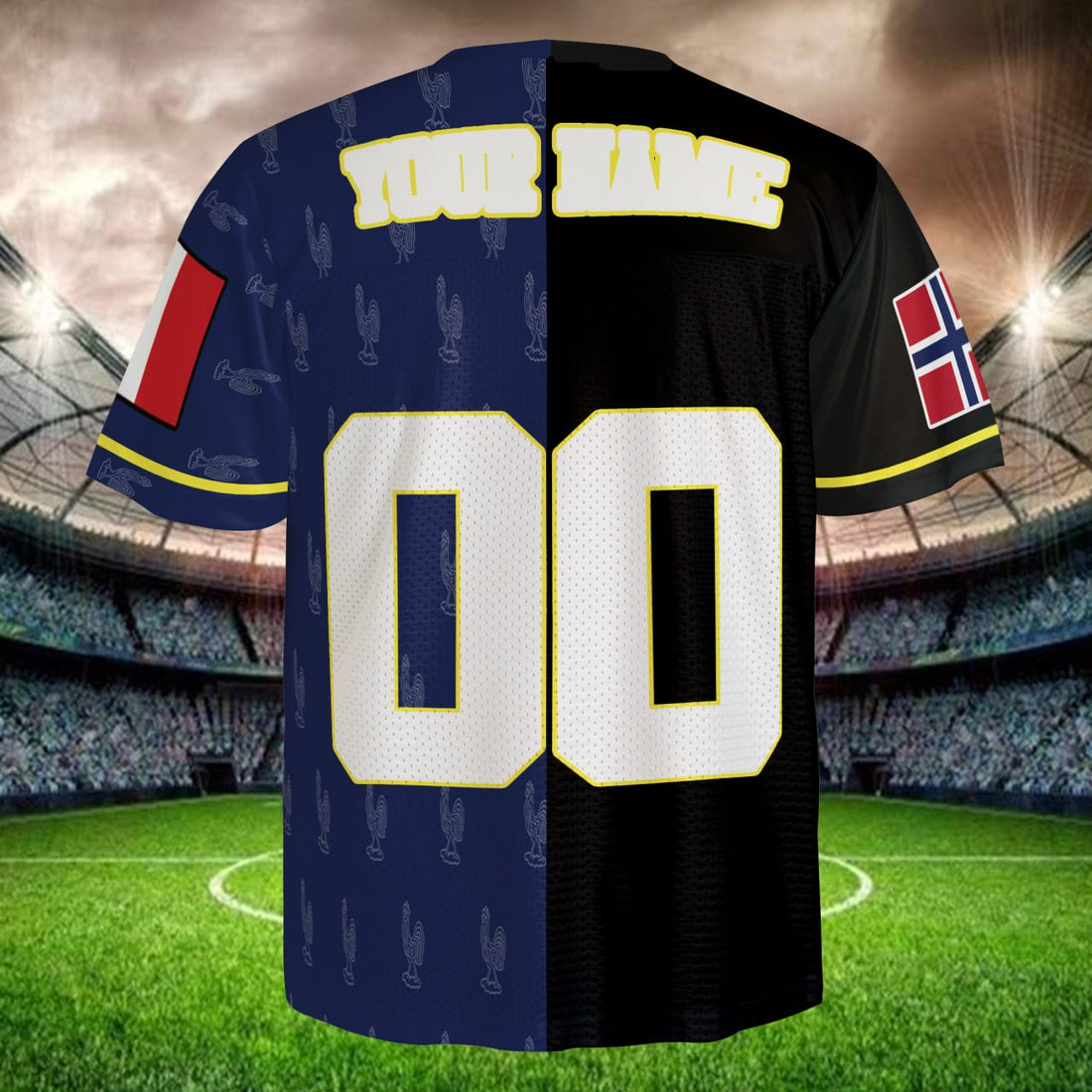 Premium Navy Black Football Jersey, Split Design Mesh Shirt, Custom Name Number, Global Fan Edition