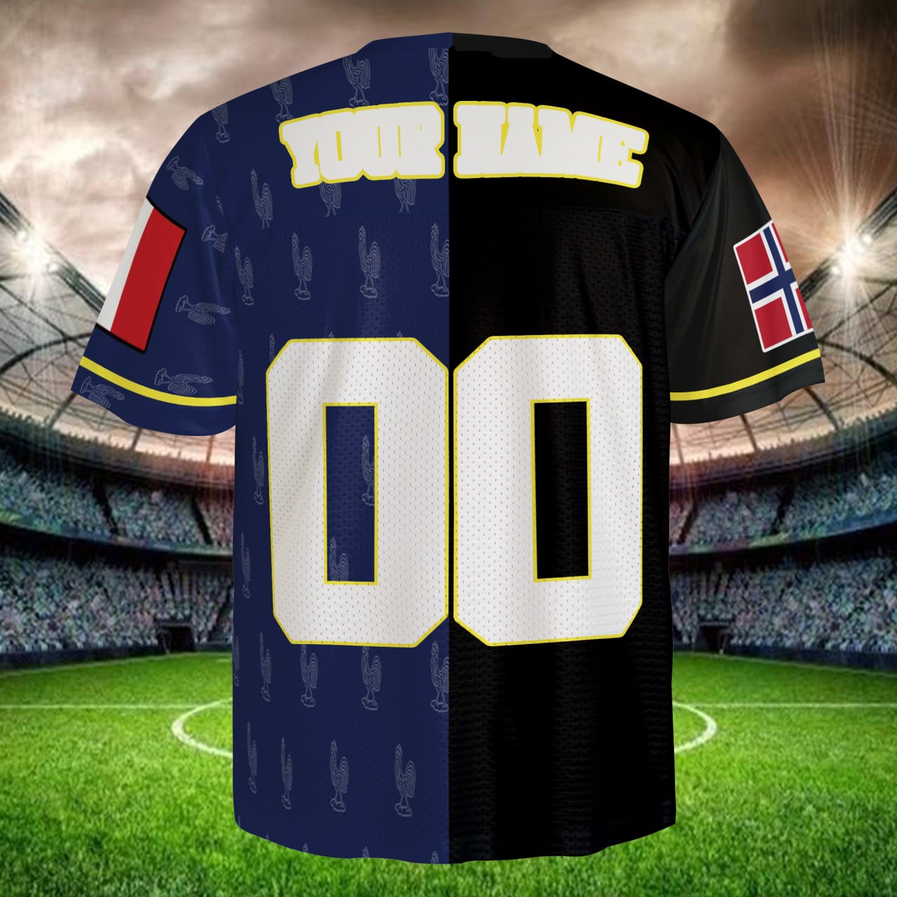 Premium Navy Black Football Jersey, Split Design Mesh Shirt, Custom Name Number, Global Fan Edition