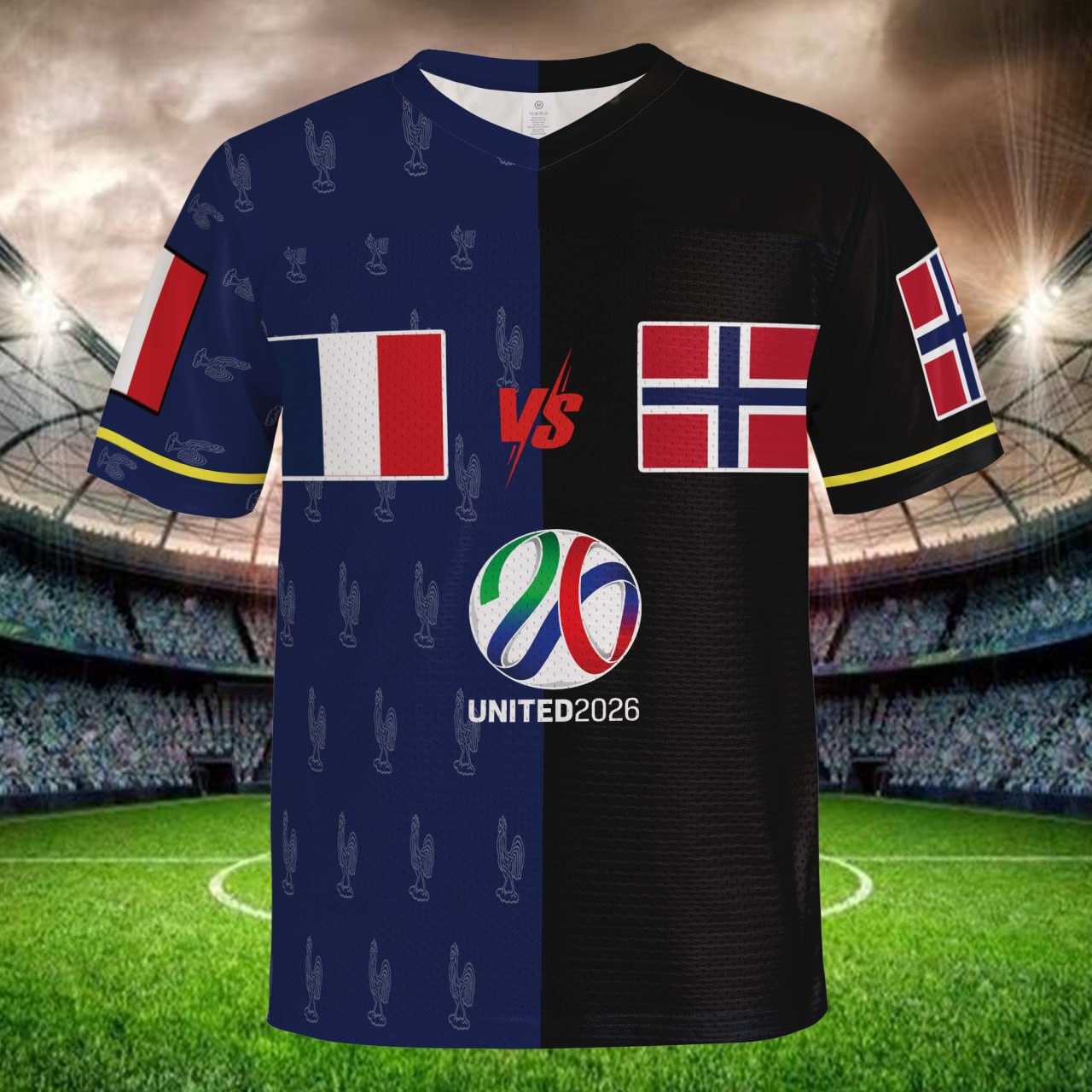 Premium Navy Black Football Jersey, Split Design Mesh Shirt, Custom Name Number, Global Fan Edition