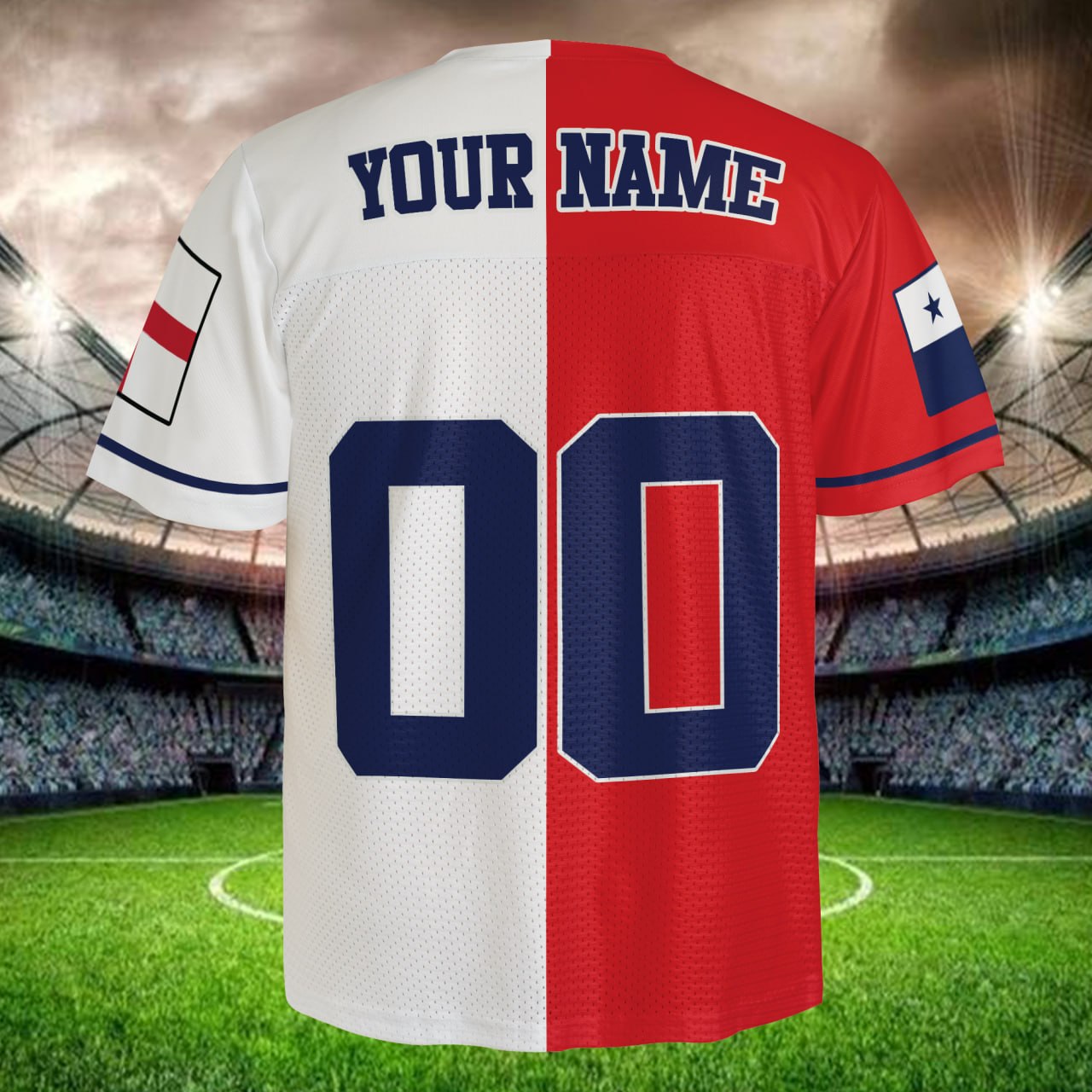 Red White Split Soccer Jersey  Custom Name & Number, Limited Fan Edition