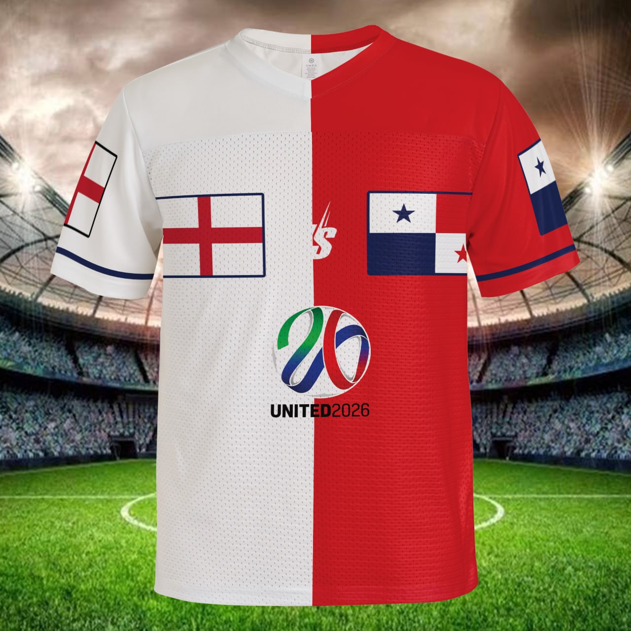 Red White Split Soccer Jersey  Custom Name & Number, Limited Fan Edition