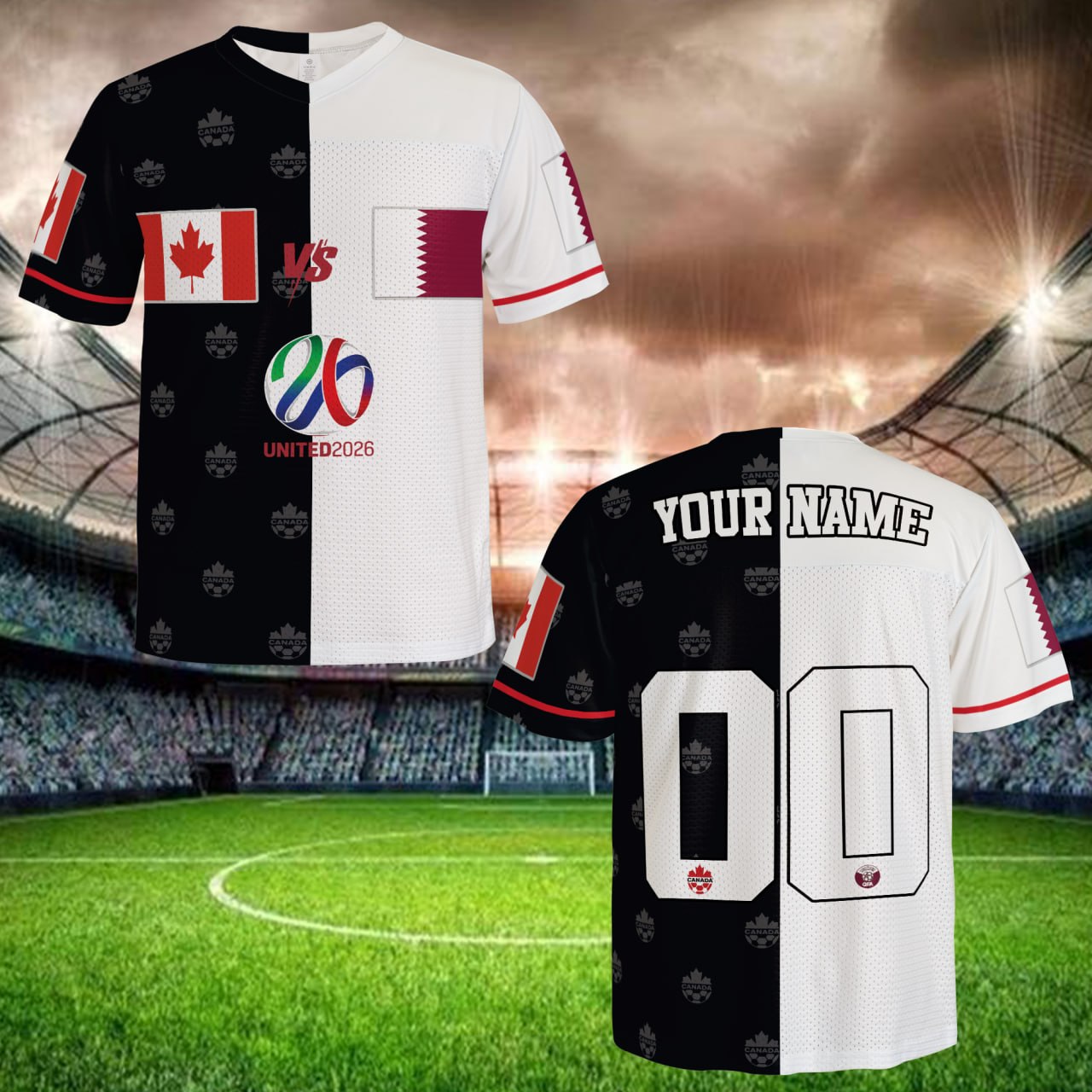 Personalized Black White Soccer Jersey, Custom Name Number Shirt, Gift for Football Fans