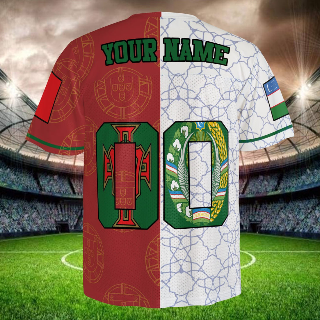 Two Tone Red White Soccer Jersey, Personalized Name Number, Unique Football Fan Shirt