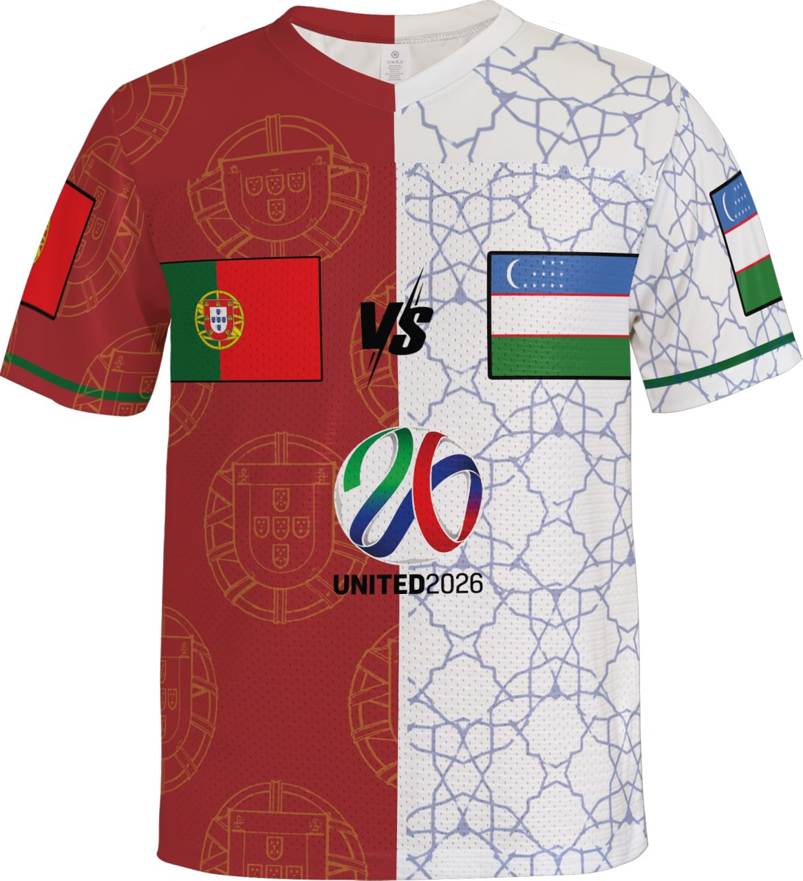 Two Tone Red White Soccer Jersey, Personalized Name Number, Unique Football Fan Shirt